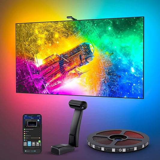 Govee Envisual TV LED Backlight T2 with Dual Cameras, 11.8ft RGBIC Wi-Fi LED Strip Lights for 55-65 inch TVs, Double Strip Light Beads, for Home Decorations, Smart App Control, Music Sync