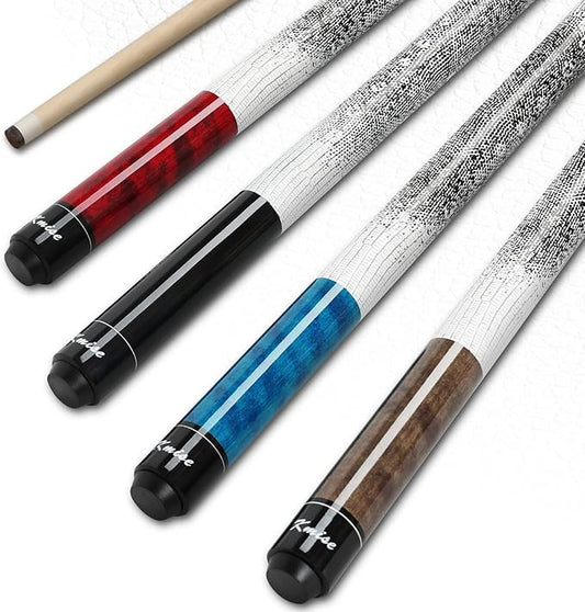 Kmise Professional Low-Deflection Pool Cue Stick, 58'' Canadian Hard Maple Wood Billiard Cue, 13mm Leather Tip, 3D Anti-Slip Grip, Precision Control for Adults/Beginners/Pros