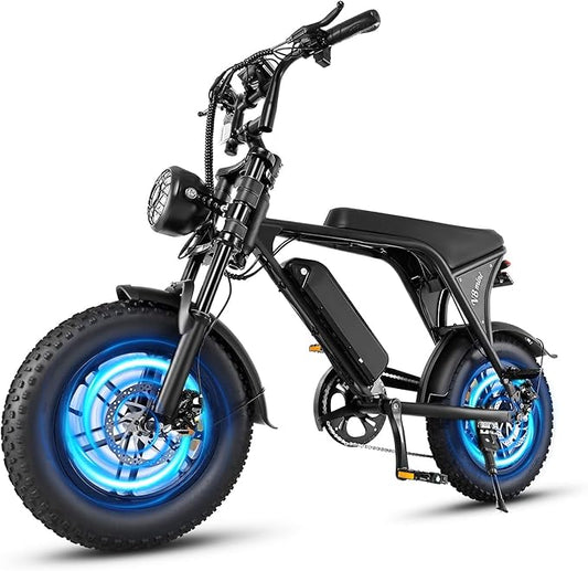 Electric Bike for Adults, Fat Tire EBike, 36V 10.4Ah Removable Battery, 500W Upgrade Motor, 20MPH Commuter Bike, V8 Mini Electric Bicycle for Mountains, Snow, Sand, Road