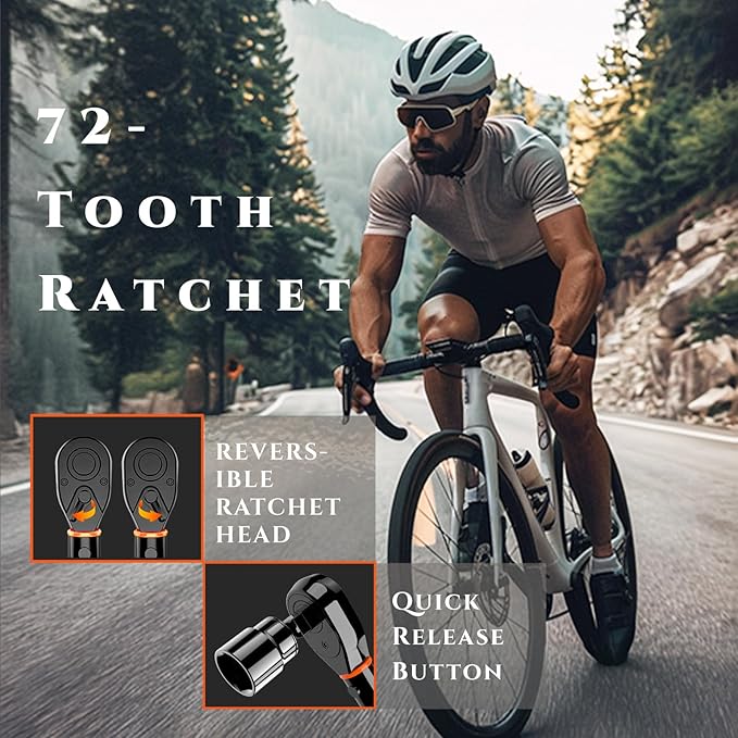 1/4-Inch Bike Torque Wrench 32PCS (20-220 in.lb/2.3-24.9 N.m) Reversible Head Dual-Scales 1/4 Torque Wrench 72 Tooth ±3% High Accuracy Click Torque Wrench Set For MTB Bicycle Maintenance