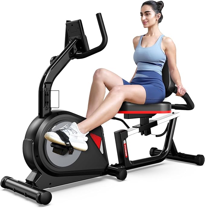 Recumbent Exercise Bike for Home,Recumbent Stationary Bikes for Adults & Seniors,Load Capacity of 400 pounds,Equipped with 16 Adjustable Gears, and Soft Adjustable Seats