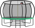 10 12 14 15 16FT Outdoor Trampolines for Kids and Adults, Pumpkin Trampoline with Curved Poles, Recreational Trampoline with Basketball Hoop and Safety Enclosure Net for Kids and Adults