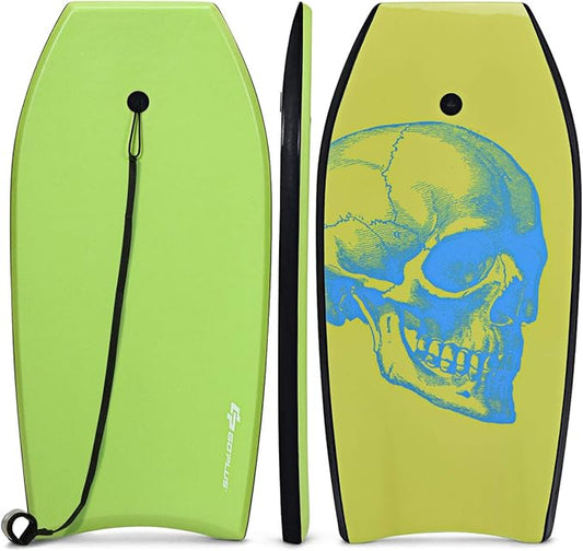 Goplus 41''/37''/33'' Lightweight Body Board for Beach, Surf Board with EPS Core, XPE Deck, HDPE Slick Bottom, Wrist Leash, Bodyboard for Kids Adults Surfing