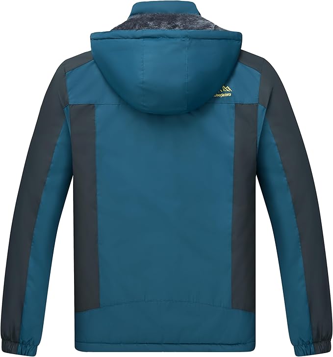 Men's Winter Ski Jacket Warm Waterproof Fleece Liner Snow Coat Hooded Windproof Mountain Raincoat