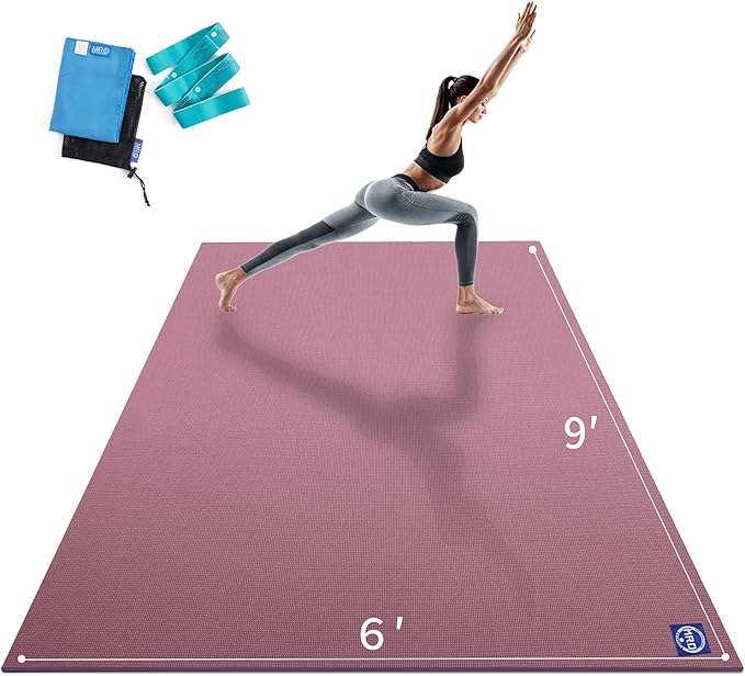 MRO Extra Large Yoga Mat, 12'x6'/9'x6'/7'x5'/6'x4' (9MM) Extra Wide and Thick Exercise Mats for Home Gym Workout, Non-Slip, Soft for Women and Men Fitness, Ideal for Barefoot Yoga, Pilates, stretching