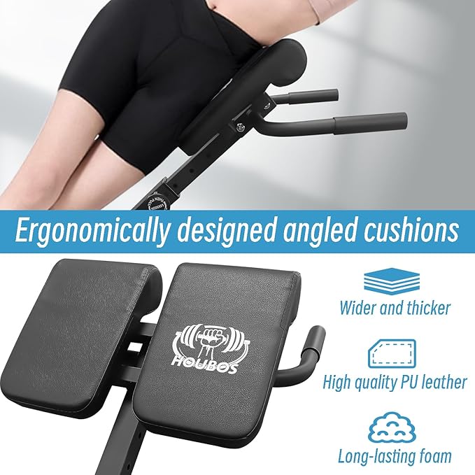 Hyper Back Extension Roman Chair - Back Extension Bench Machine for Glute, Hamstring and Lower Back, Multi-Functional Bench for Full All-in-One Body Workout, Foldable for Home Gym Fitness
