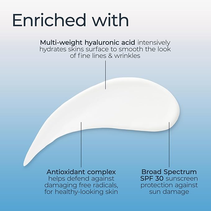 Eucerin Face Immersive Hydration Daily Face Lotion Broad Spectrum SPF 30 Sunscreen, Daily Moisturizer with Hyaluronic Acid Smooths Fine Lines and Wrinkles, 2.5 Fl Oz Bottle