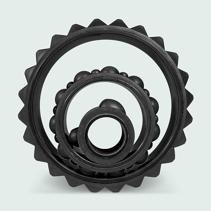 Chirp Wheel XR 3P Massage Roller Set - 10” Acupressure, 6” Knot-Kneading Thumb, 4” Neck & Headache Tension Relief, High Density Foam Massage Rollers for Back & Neck Pain, 500lbs Capacity, Black