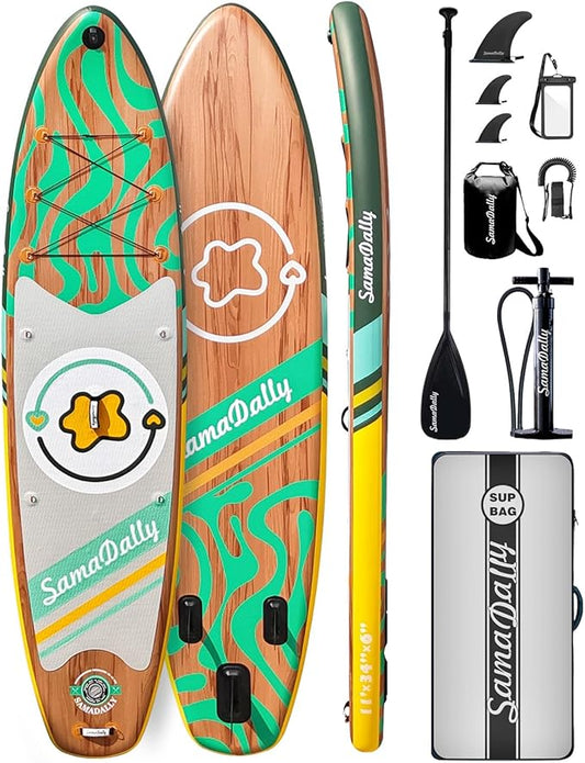 11'Stand Up Paddle Boards Surf Control with Premium SUP Board Accessories Backpack & Removable Fins, 34" Wide Inflatable Paddle Boards of All Skill Levels