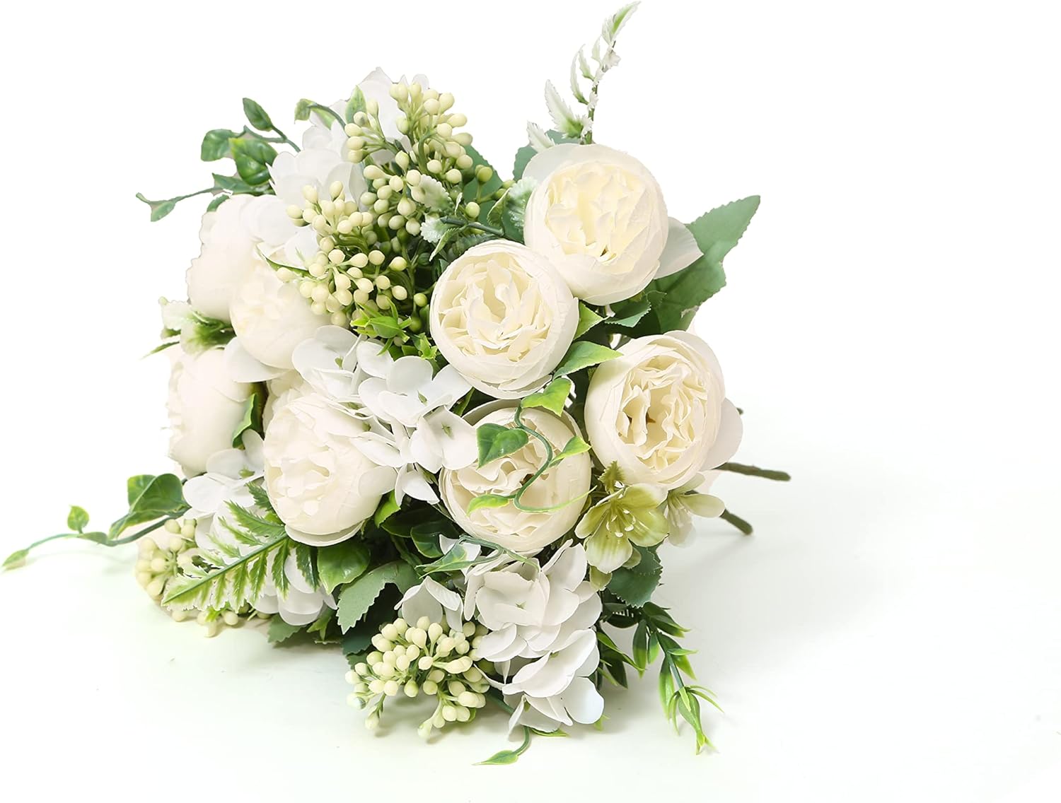 Artificial Flowers Fake Peony Silk Mini Plastic Bridal Flowers for DIY Wedding Bouquets Home Decorations 4 Packs(Cream)