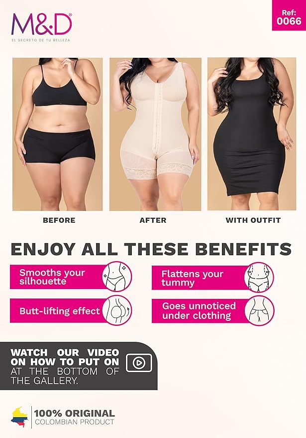 Fajas MyD 0068 Full Body Shaper Mid Thigh Bodysuit | Fajas for Women Colombianas