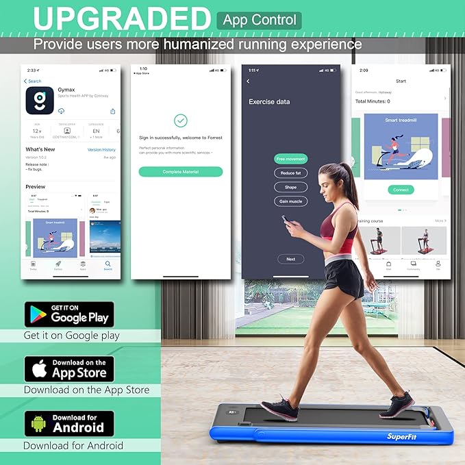 GYMAX Walking Pad, 2.25HP Dual Display Foldable Treadmill for Home with Remote/Smart App Control, Portable Compact Treadmill for Office Under Desk, Folding Running Machine for Small Spaces