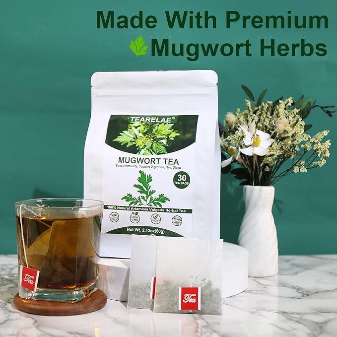 TEARELAE - Mugwort Tea - 2g x 30 Count - 100% Pure Natural Dried Herbs - Premium Mugwort Herb Dried - Non-GMO - Sulfur-free
