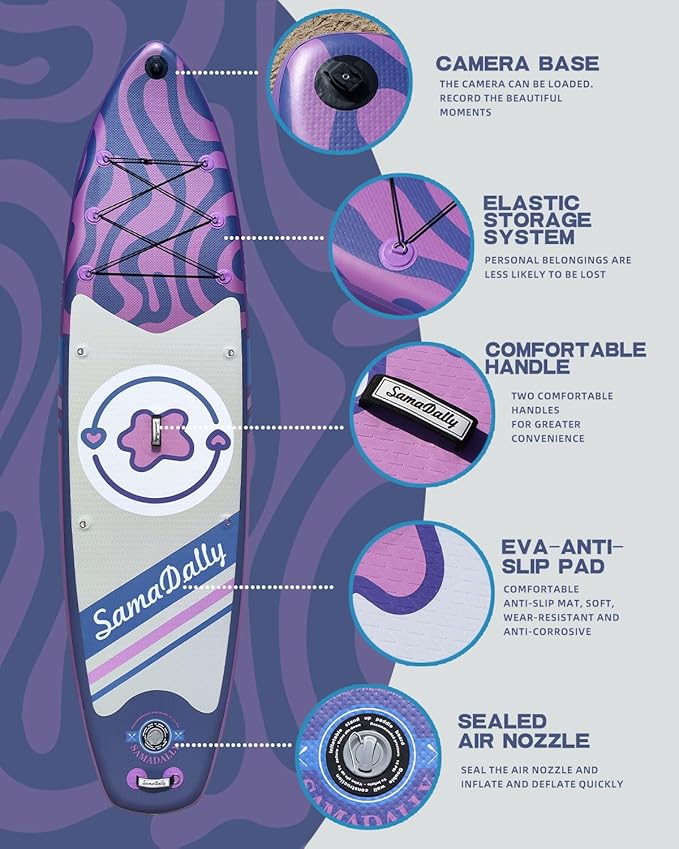 11'Stand Up Paddle Boards Surf Control with Premium SUP Board Accessories Backpack & Removable Fins, 34" Wide Inflatable Paddle Boards of All Skill Levels