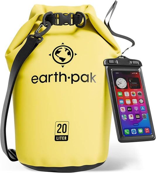 Earth Pak Waterproof Dry Bag - Roll Top Waterproof Backpack Sack Keeps Gear Dry for Kayak with Waterproof Phone Case