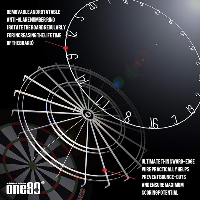 Gladiator Dartboard with Top-Grade African Sisal and Sword Edge Staple Free Wire Spider for Maximum Scoring Potential and Less Bounce Outs