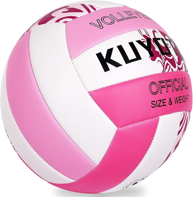 KUYOTQ Official Size 5 in&Outdoor Beach Volleyball,3MM Thickened Surface Soft Leather Youth Womens Mens Volleyball for Game Gym Training(Deflated)
