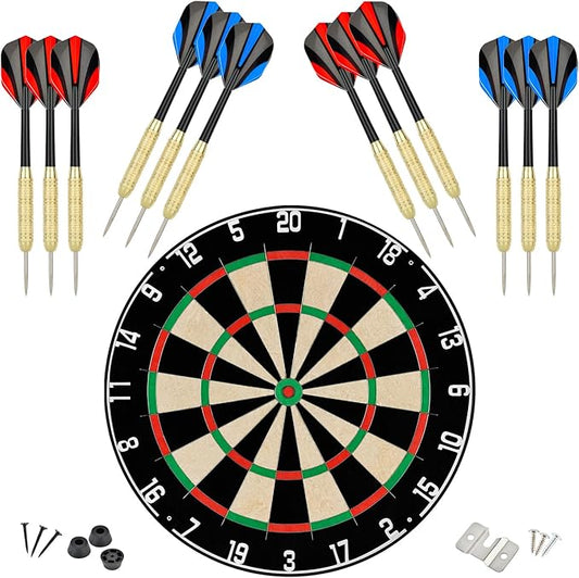 EVA Dartboard Surround Wall Protector, Sisal/Bristle Dartboard and 18g Steel Tip Darts Set Optional