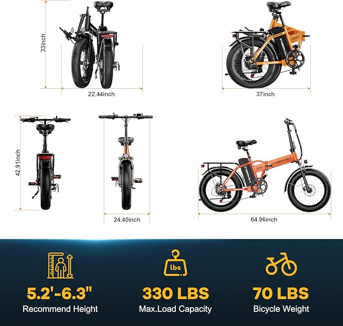 DriftGod Folding Electric Bike for Adults – 1000W Motor, 20"x3" Fat Tire, 48V Removable Battery, All-Terrain E-Bike with 7-Speed, Front Suspension – Powerful Foldable Ebike for Commuter