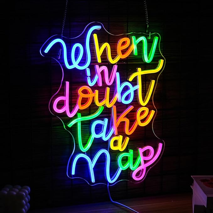 Dimmable When In Doubt Take A Nap Neon Sign USB Powered Colourful Neon Light for Wall Decor Funny Letters Led Light Up Sign for Study Room Office Bedroom Home Classroom Neon Decor
