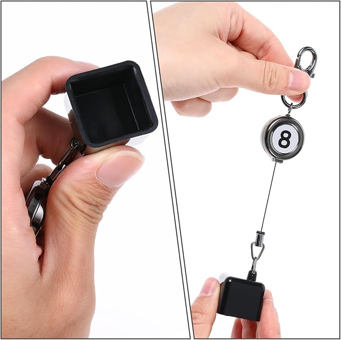 Snooker Chalk Holder Billiards Pool Cue Chalk Holder Billiard Snooker Accessories with Retractable Key Ring