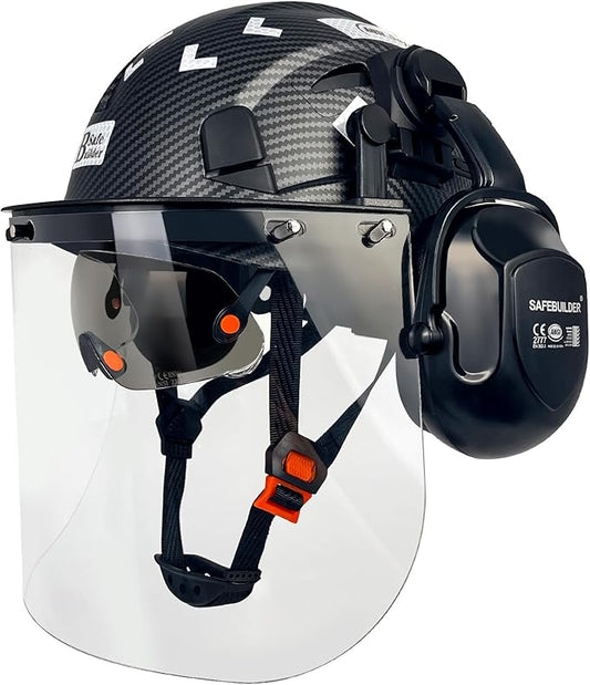 Forestry Safety Helmet with Build-in Visor Mesh Face Shield Ear Muffs 4 in 1 Chainsaw Safety Hard Hats