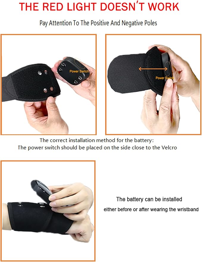 Red Light Therapy Wristband with Heat & Massage, Red Light Therapy Belt - 36 LED Lights, 5 Massage Levels & 3 Heat Settings, Rechargeable Portable Design(1Pce Black)