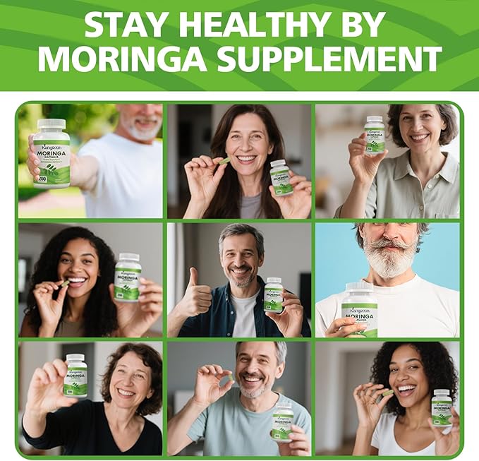 Moringa Capsules with Pure Moringa Powder | Skin Health and Immune Support | Non GMO, Gluten Free