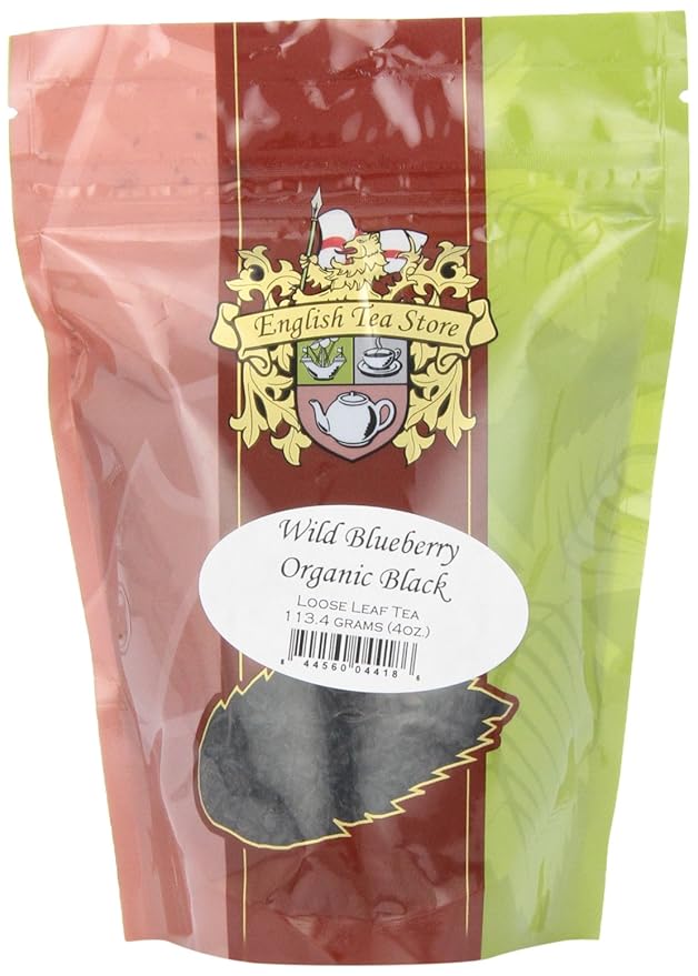 Wild Blueberry Organic Black Tea Loose Leaf 4oz Pouch | Medium Caffeine Fruity Black Tea with Sweet Blueberry Aroma | High Antioxidant Kosher Vegan Tea from Ethical Tea Partnership | Hot or Iced