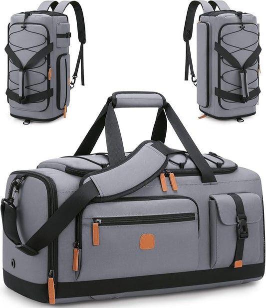 Gym Bag for Men and Women with Shoe & Laptop Compartment, 3-in-1 Sports Travel Duffel Bag Anti-Theft Weekender Carry-On Backpack for Airplane & Workout, Overnight Travel Bag,35L (Dark Grey, Medium)
