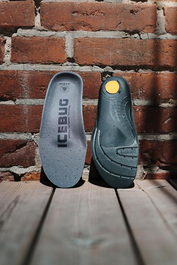 Icebug Comfort Insoles with Dynamic Arch Support, Charcoal Medium Arch, M 7/W 8.5-9