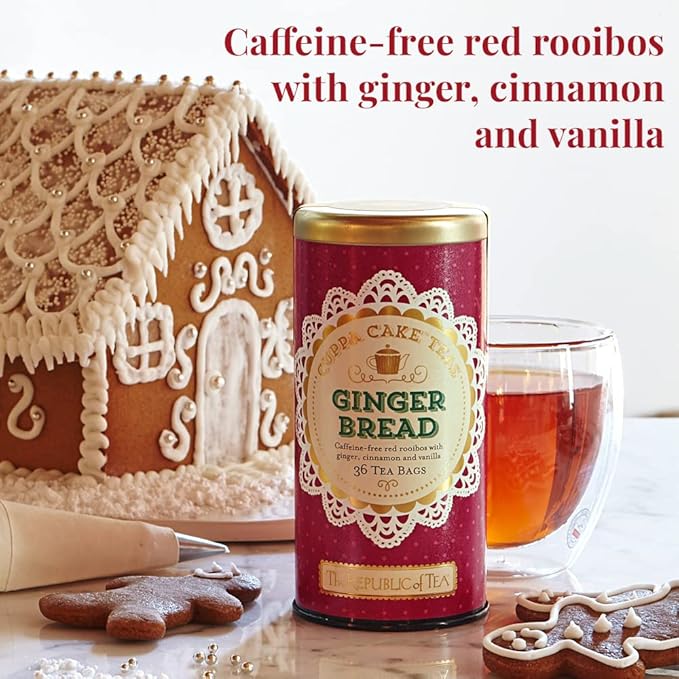 The Republic of Tea Gingerbread Cuppa Cake Red Tea, 36 Tea Bag Tin