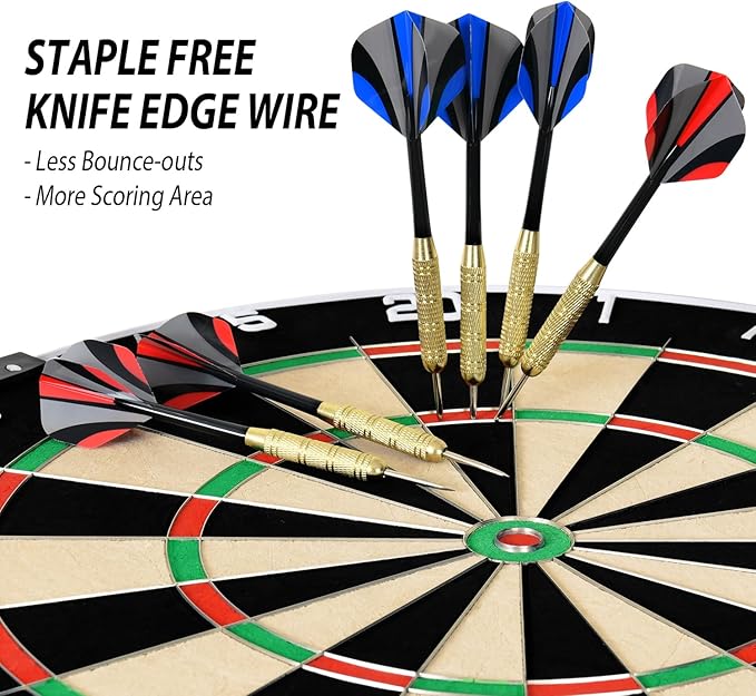 EVA Dartboard Surround Wall Protector, Sisal/Bristle Dartboard and 18g Steel Tip Darts Set Optional