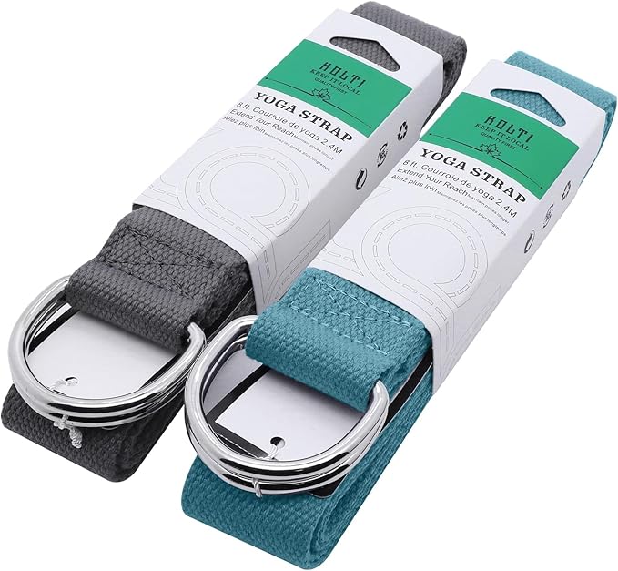 Yoga Exercise Adjustable Straps 8FT with Durable D-Ring for Pilates & Gym Workouts | Hold Poses, Stretch, Improve Flexibility & Maintain Balance