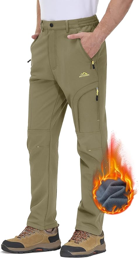 TACVASEN Winter Pants for Men Fleece Lined Waterproof Pants Insulated Hiking Pant for Ski Snowboard Outdoor Work Hunting