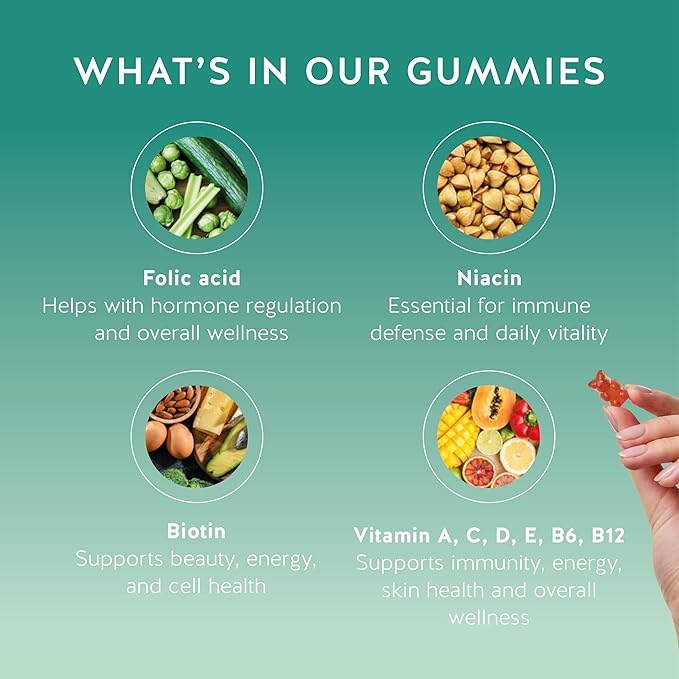 Immune Support Gummies – Vitamin C, D, B6 & B12 – Daily Immune Boost – Vegan, Naturally Flavored (30 Gummies)