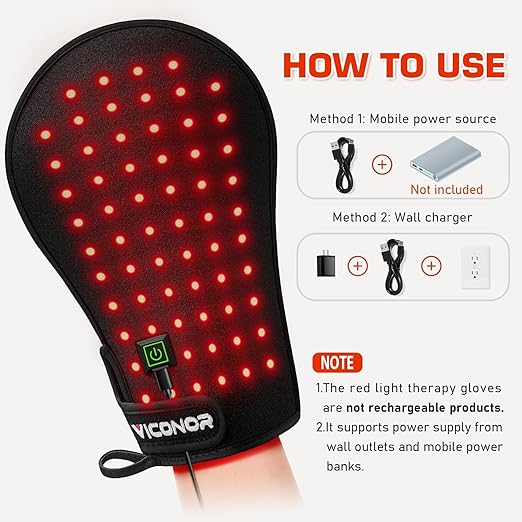 Red Light Therapy Device for Hands, Infrared-Light-Therapy-Gloves Finger Wrist, Led Near Infrared Carpal Tunnel
