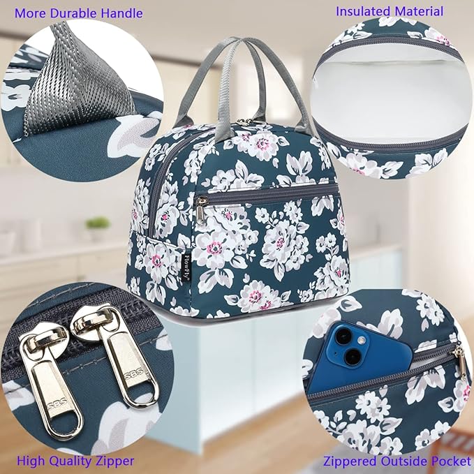 FlowFly Insulated Lunch Cooler Bag - Tote Bag Organizer for Women/Men, Plum