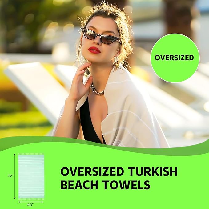 HAVLULAND Turkish Beach Towels Oversized -100% Turkish Cotton Super Soft Lightweight - Absorbent and Quick Drying Bath Towel - Sand Free Beach Towel - Turkish Towels for Adults (Purple, 6 Pack)