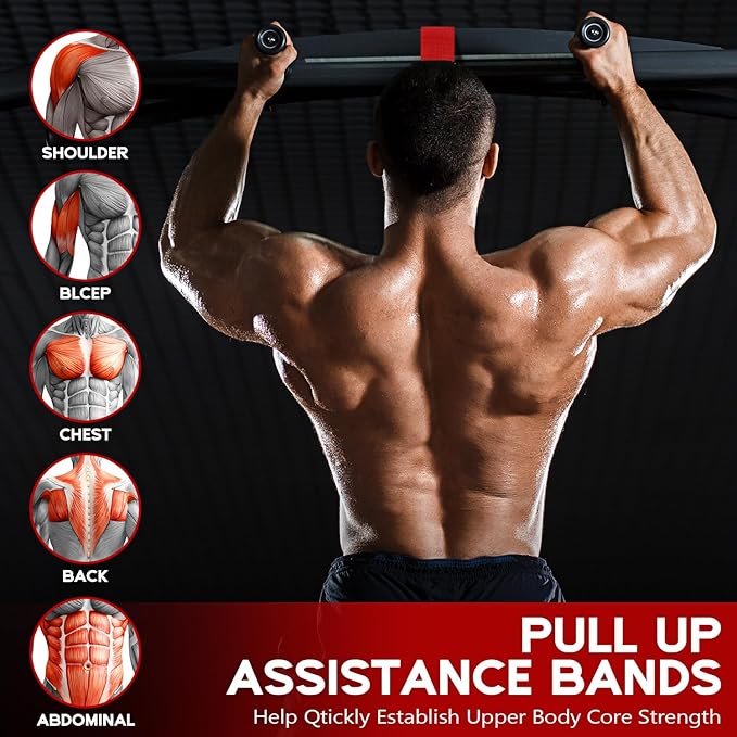 Pull Up Assistance Bands, Adjustable Heavy Duty Resistance Band for Pull Up, 3 Pull Up Bands, Comfortable Fabric Feet/Knee Rest, Assistance Bands for Pull-Up, Home Fitness, Body Stretching