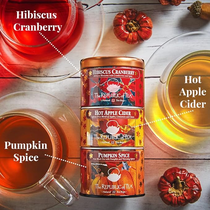 The Republic of Tea – Harvest Stackable Tea Tin, Autumn Assortment, 36 Tea Bags