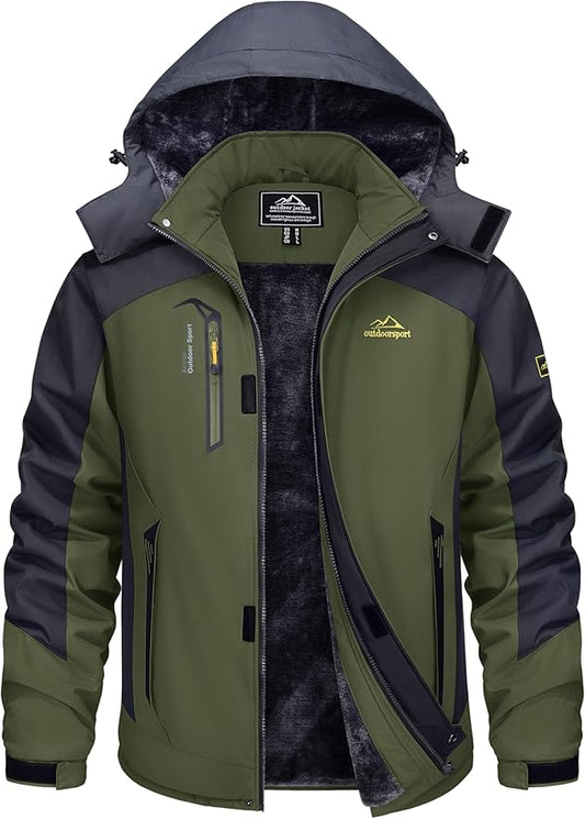 TACVASEN Winter Jacket Men's Water-Resistant Fleece Jacket Snow Ski Jacket Military Tactical Jacket Coat Parka Hood Raincoat