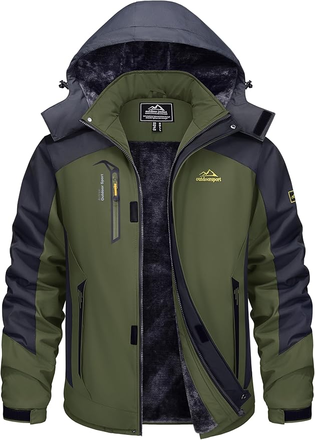 TACVASEN Winter Jacket Men's Water-Resistant Fleece Jacket Snow Ski Jacket Military Tactical Jacket Coat Parka Hood Raincoat