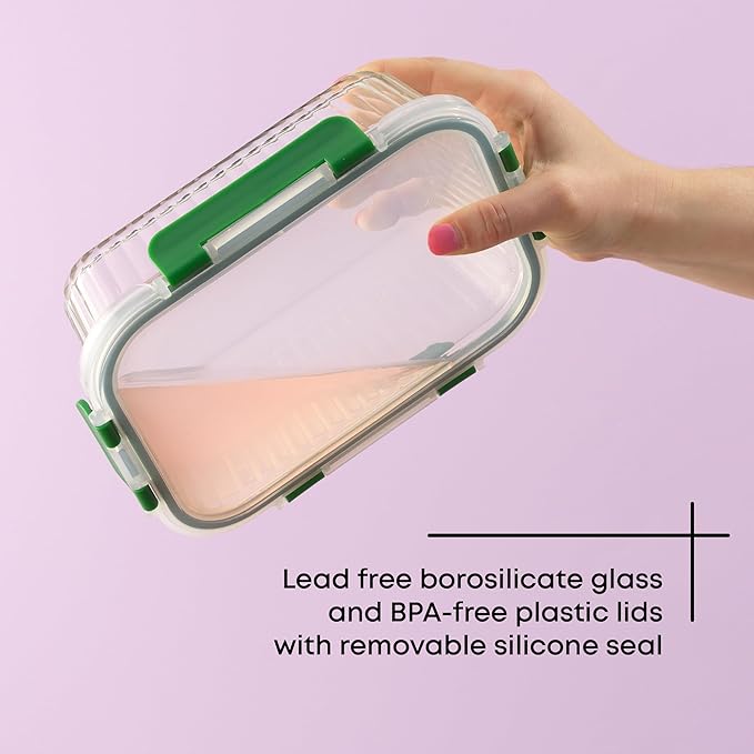 JoyJolt 24pc Borosilicate Glass Storage Containers with Lids | 12 Airtight/Freezer Safe Food Storage Containers for Pantry and Kitchen | Meal Prep Container for Lunch | Glass Tupperware Set