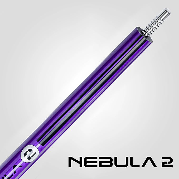 RHINO Nebula 2 Pool Cue - 100% Carbon Fiber Shaft & Composite Butt. Time Crystal Tip, Pro Taper Design, 12.4 mm,12.8 mm. 3/8-8 Joint, 3D Friction Grip. Low Deflection Pool Cue