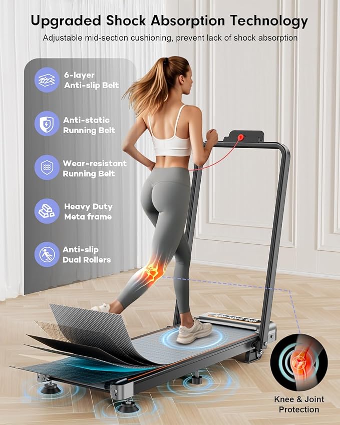 Foldable Treadmill with 8% Incline, Upgrade 3.5HP Low Noise Walking Pad Treadmill with Handle Bar, Trisomy 4 in 1 Portable Under Desk Treadmills for Home/Office, 330 Lbs Capacity, APP & Remote Control