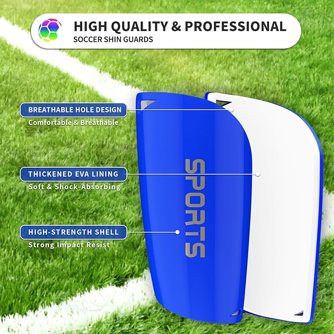 Kids Youth Soccer Shin Guards with Sleeves, Slip in Shinguards Soccer Shin Pads for 3-15 Years Old Boys Girls Child Teens