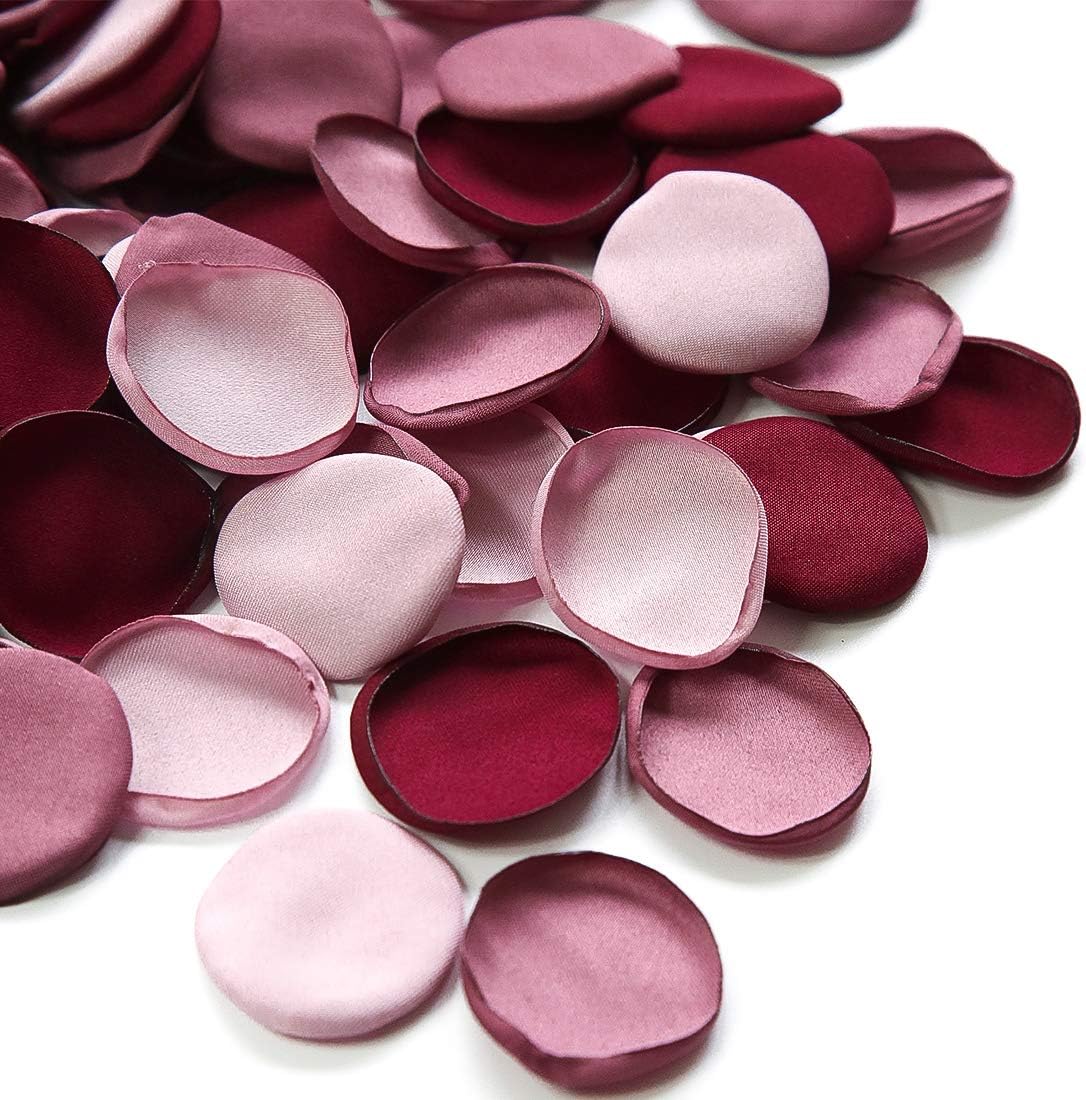 Floroom 300pcs Rose Petals Burgundy Maroon Mauve Faux Silk Flower Petals for Wedding Flower Girl Basket Aisle Scatter Table Centerpieces Party Confetti Bridal Shower Romantic Night Decoration