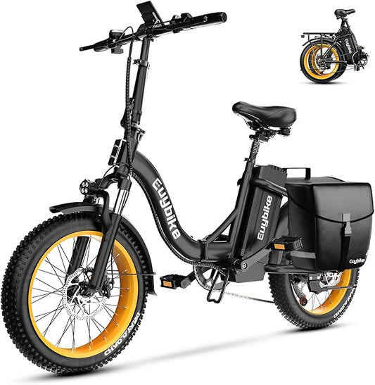 Folding Electric Bike for Adults with Peak 1000W Motor, 48V 20AH Battery up to 30MPH 80 Miles, 20" Fat Tire All Terrain Ebike, Front Suspension 7-Speed Commuter E Bike, Step-Thru, UL Certified