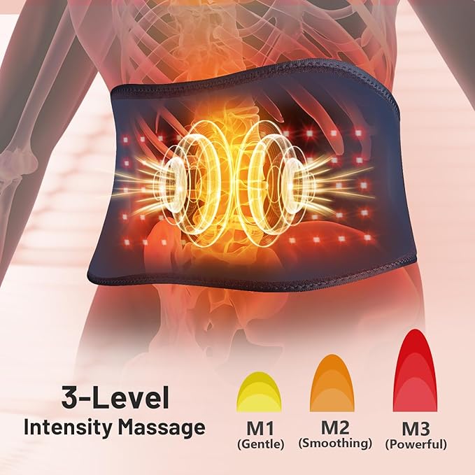 Red Light Therapy Belt & Back Massager for Pain Relief, Infrared Light Therapy Vibration Rechargeable, Red Light Therapy Device for Body Massage for Back Shoulder Waist Knee for Cordless Use